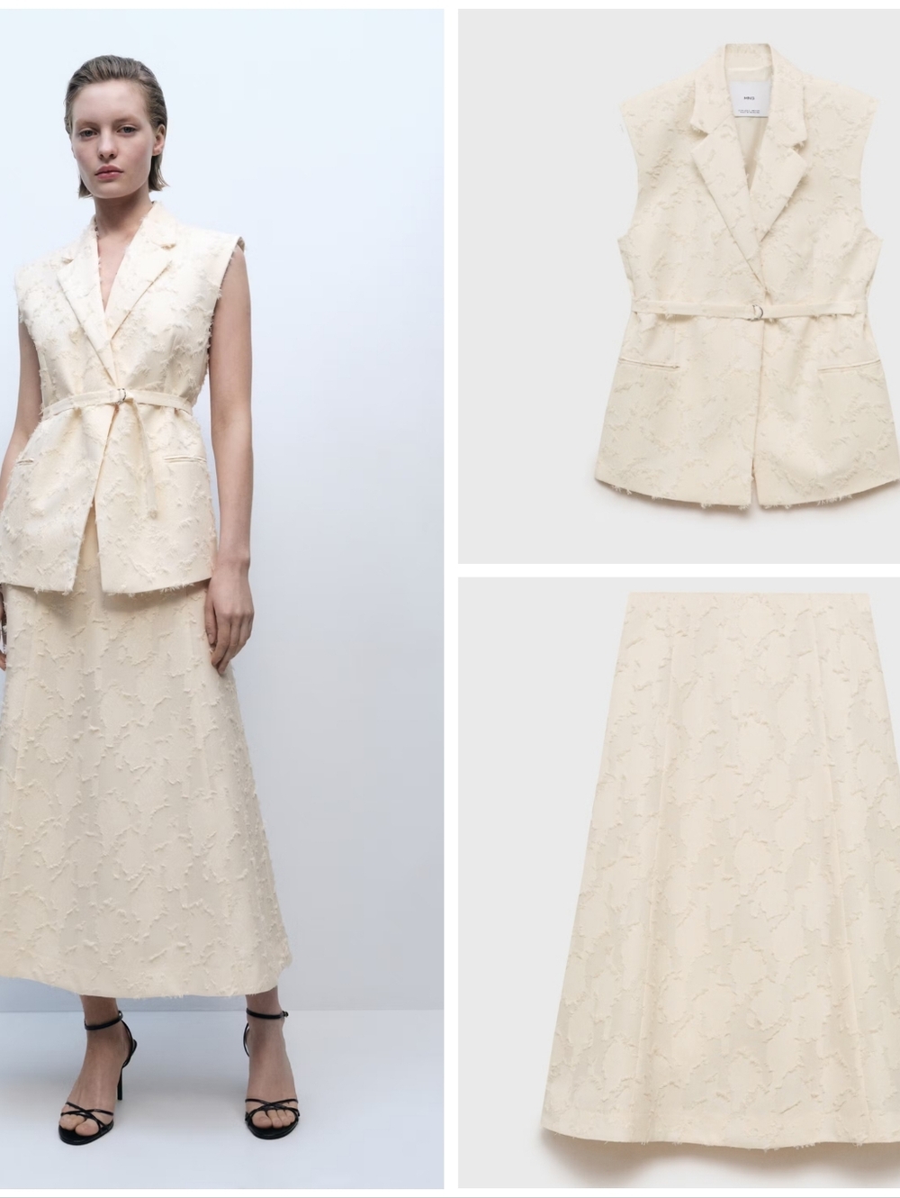 MANGO Textured Skirt/vest Outfit